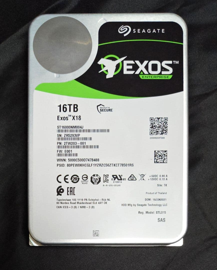 外付けハードディスク・ドライブ SAS HDD Seagate Exos X18 16TB