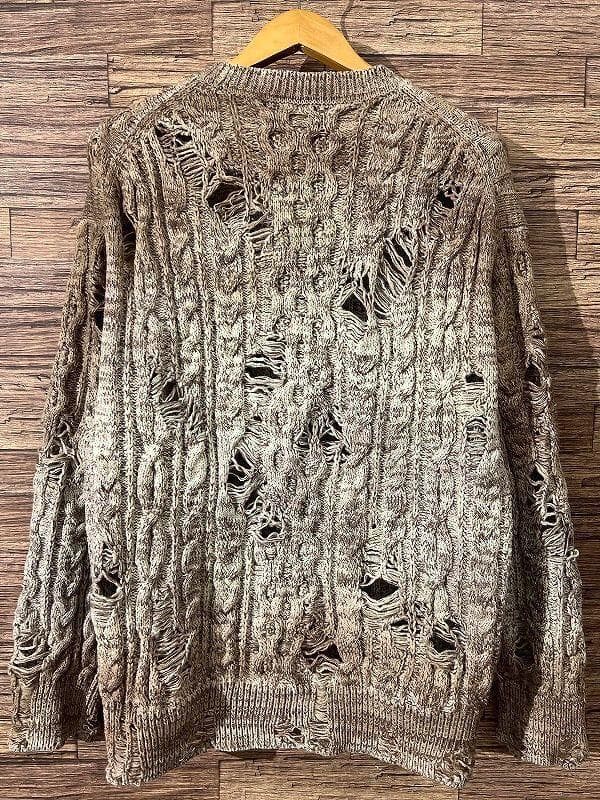 極美品 22AW リコール ケーブル編み ダメージ加工 フィッシャーマン ニット