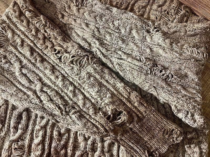 極美品 22AW リコール ケーブル編み ダメージ加工 フィッシャーマン ニット