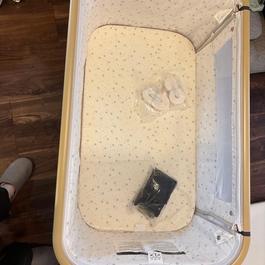 Hzdmj 折りたたみ式ベビーベッド ベージュ