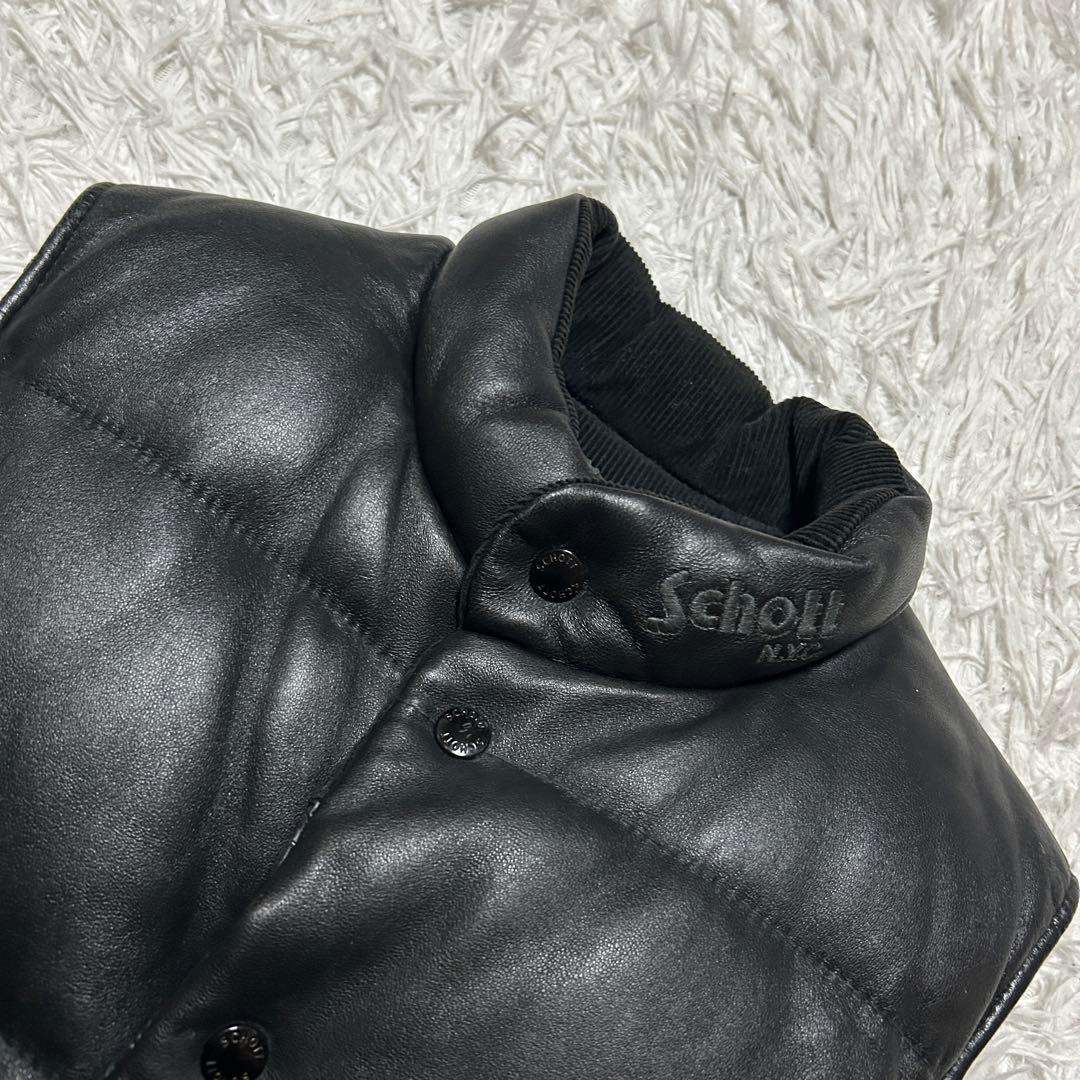 schott ショット リバーシブル 本革 レザー ダウンベスト ブラック 黒
