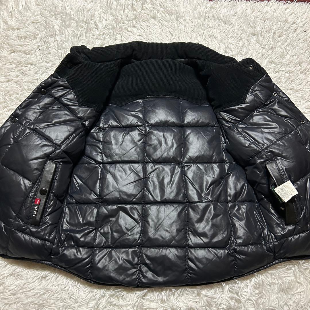 schott ショット リバーシブル 本革 レザー ダウンベスト ブラック 黒