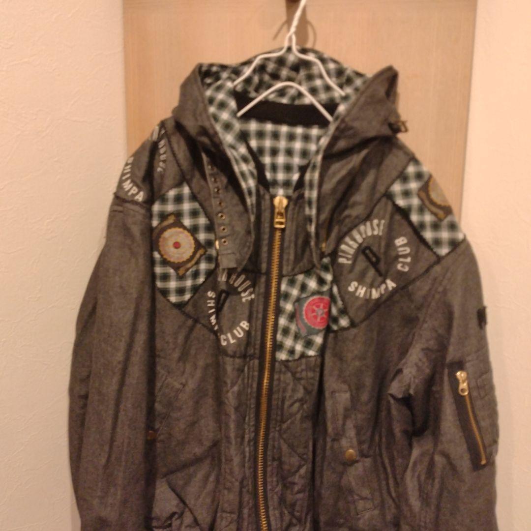 PINK HOUSE ブルゾン　中綿　デニム地　パッチワーク　ワッペン