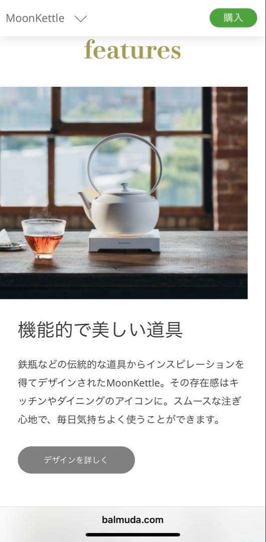 バルミューダ　ムーンケトル　温度調整機能付電気ケトル BK 定価27,500