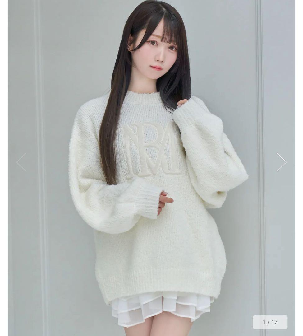 RoseMuse ロゼミューズLogo AP puffy knit ホワイト