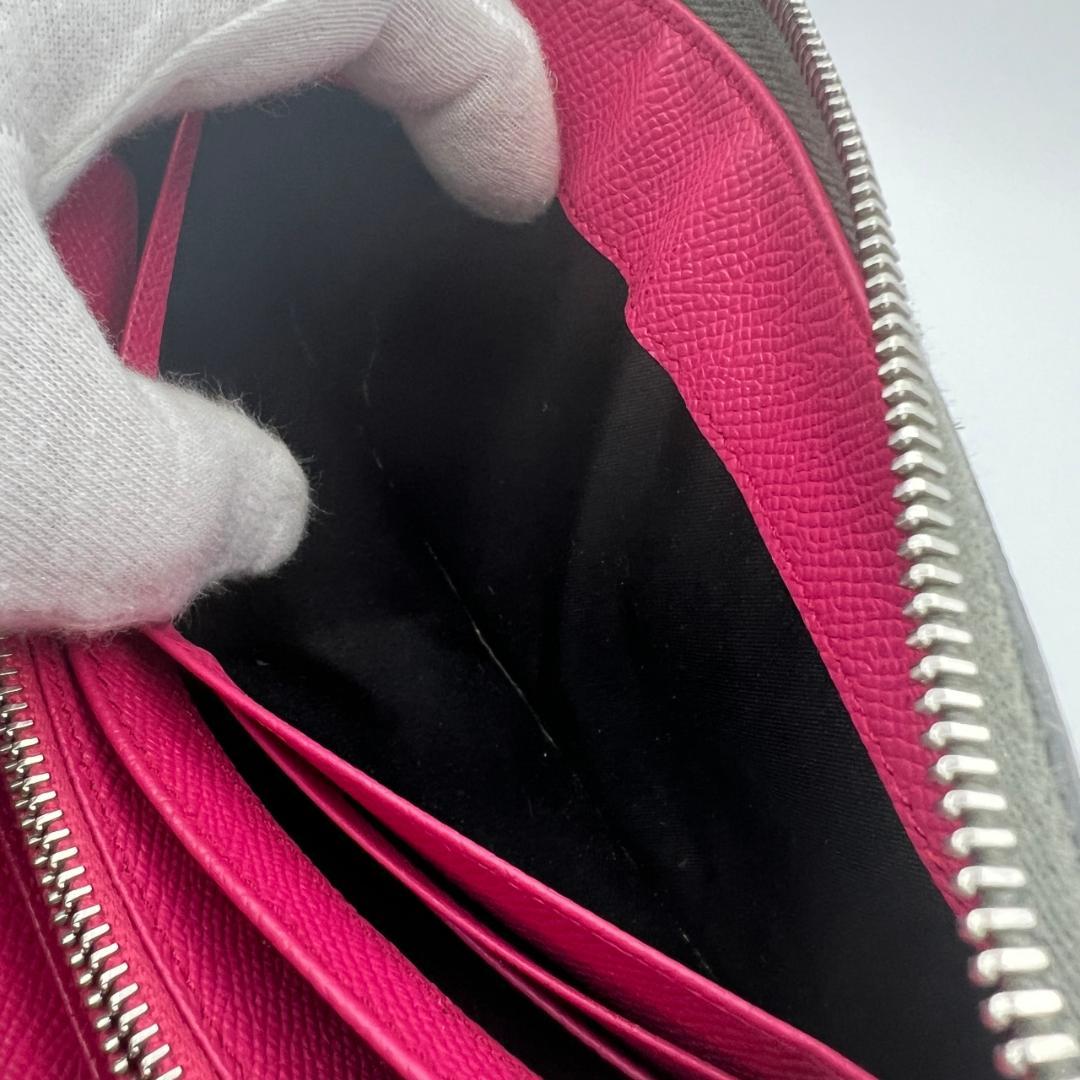 美品 トッズ☆L字ジッピーロングウォレット 長財布 ぺブルドレザー 本革 グレー