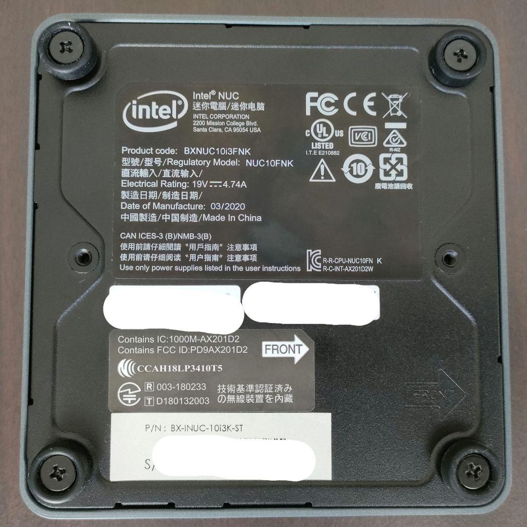 Intel NUC 10i3FNK Win11pro メモリ無 SSD128GB