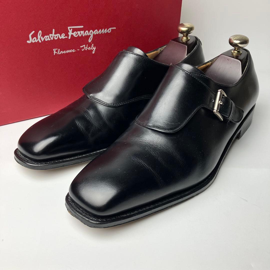 【美品】フェラガモ　最高位レーベル　トラメッザ　モンクストラップ　黒　9 2E