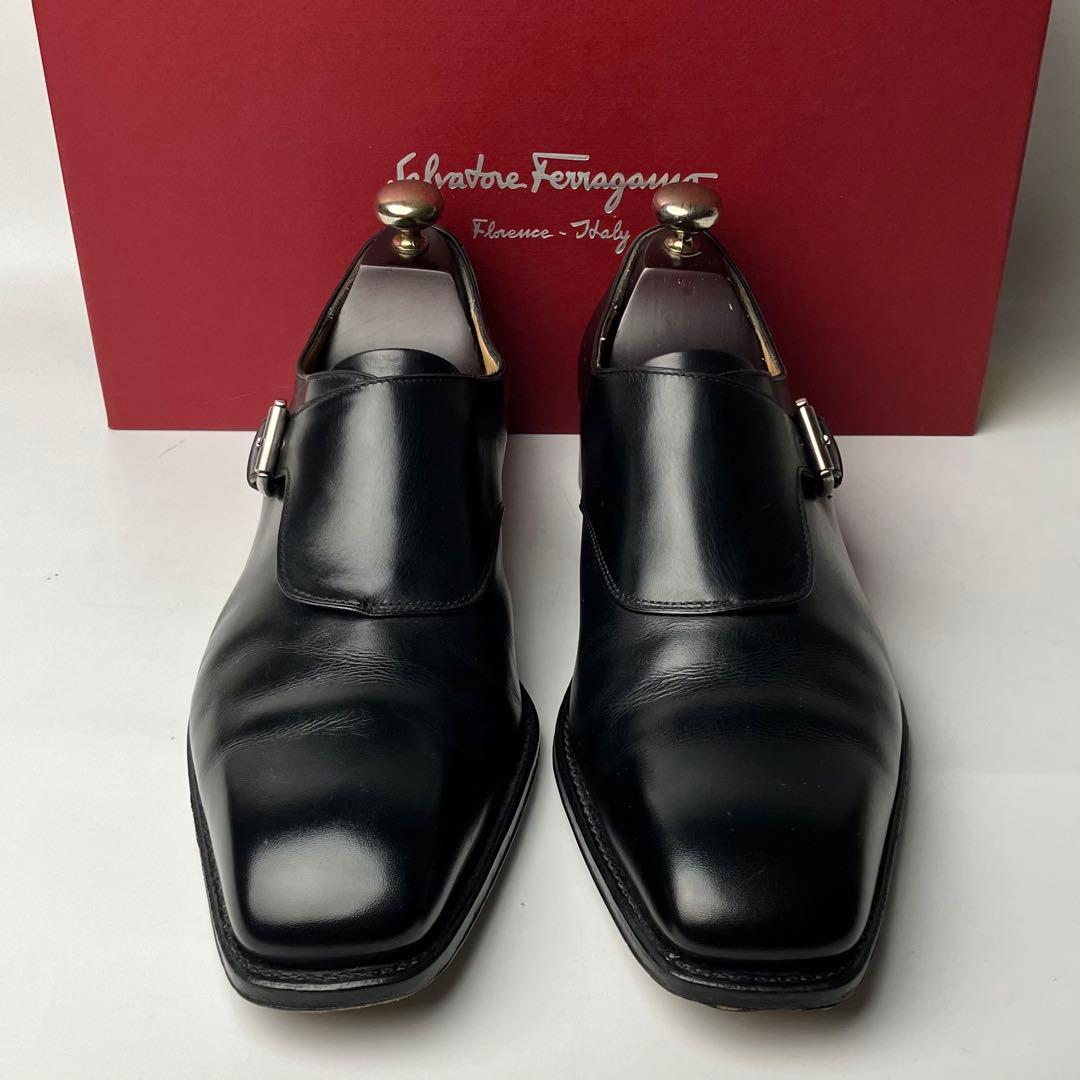 【美品】フェラガモ　最高位レーベル　トラメッザ　モンクストラップ　黒　9 2E