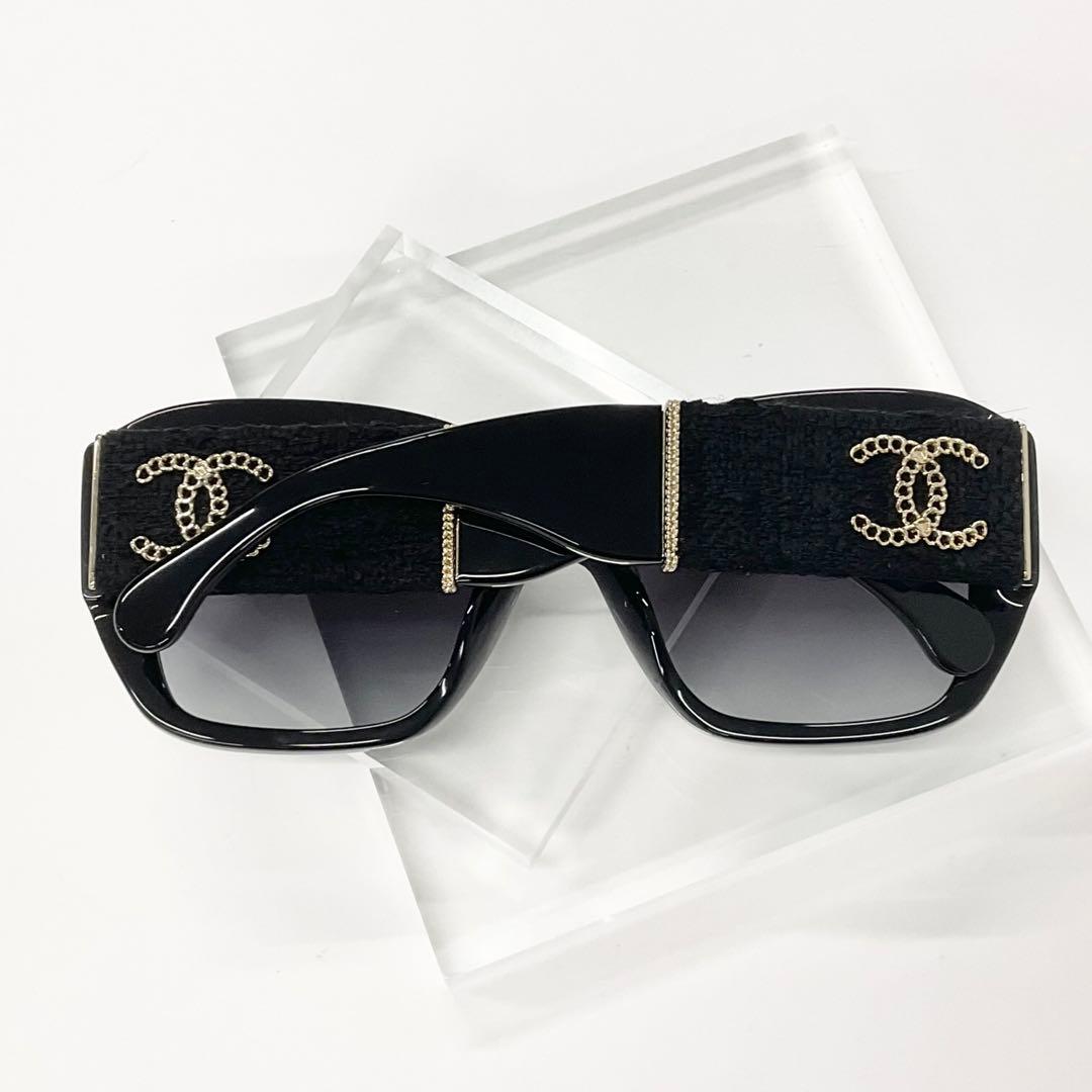シャネル サングラス ココマーク ツイード ロゴ アイウェア ブラック