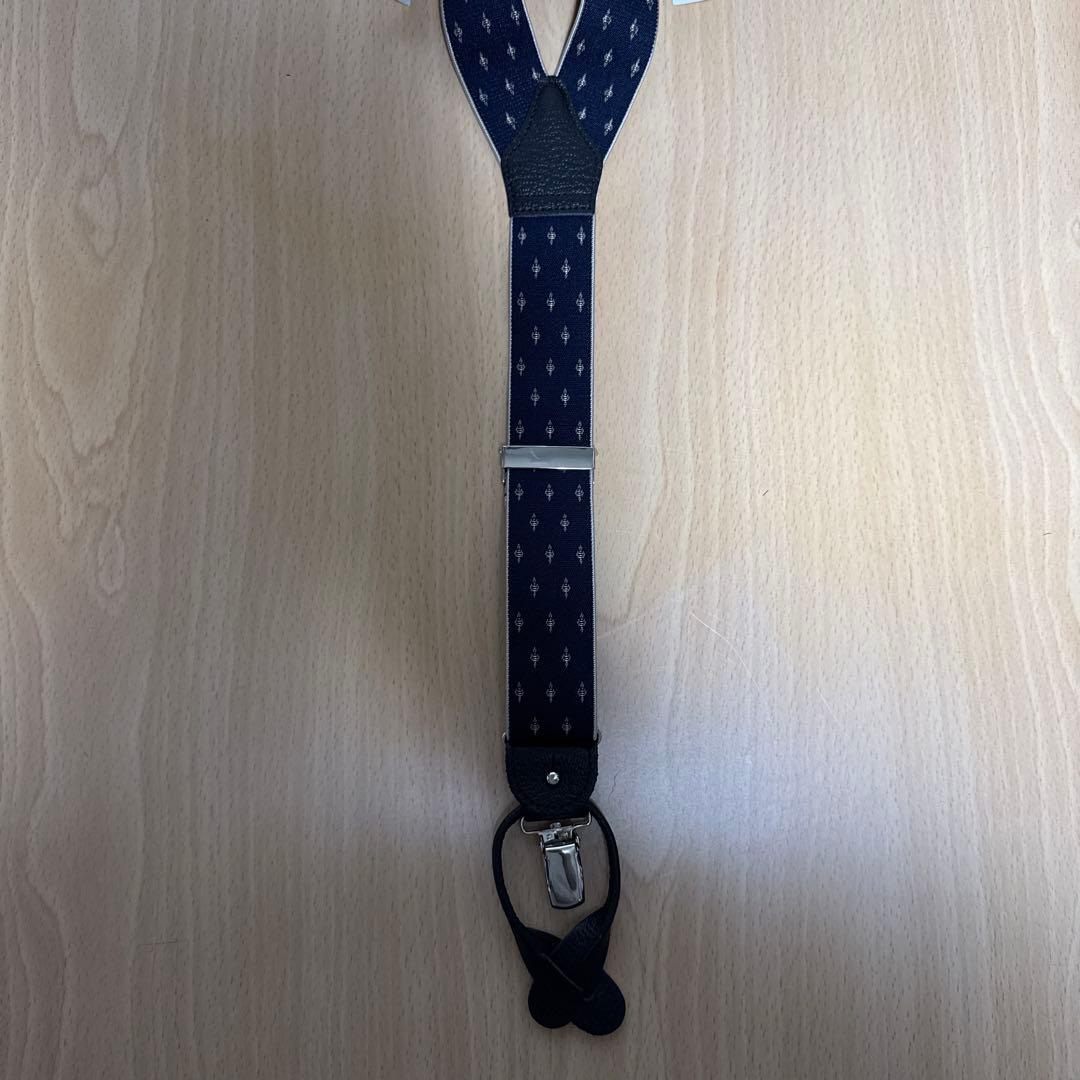 アルバートサーストン サスペンダー（ダークネイビー小紋柄）