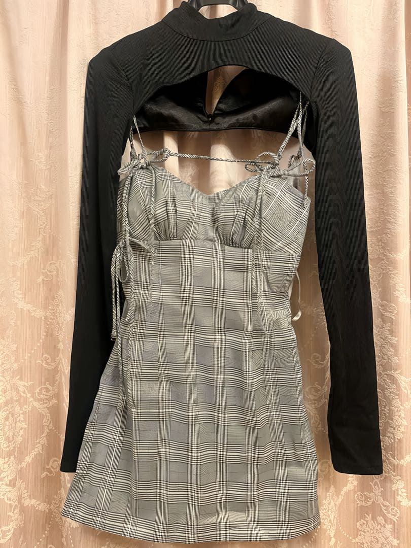 【れみれみちゃん着用】Brille チェックミニドレス S 2WAY ボレロ付き