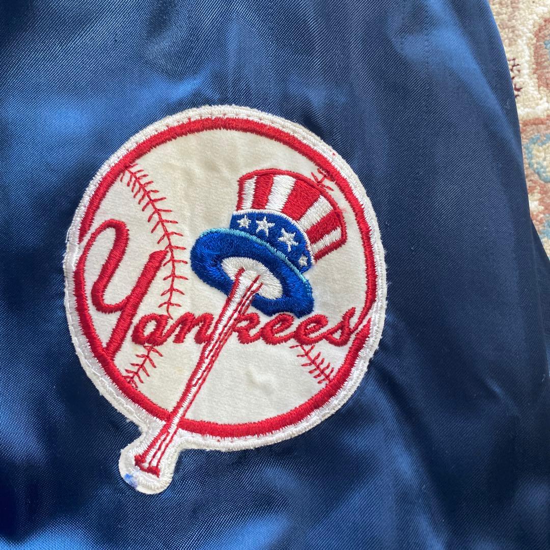 New York Yankees スタジャン ナイロンジャケット80s ネイビー
