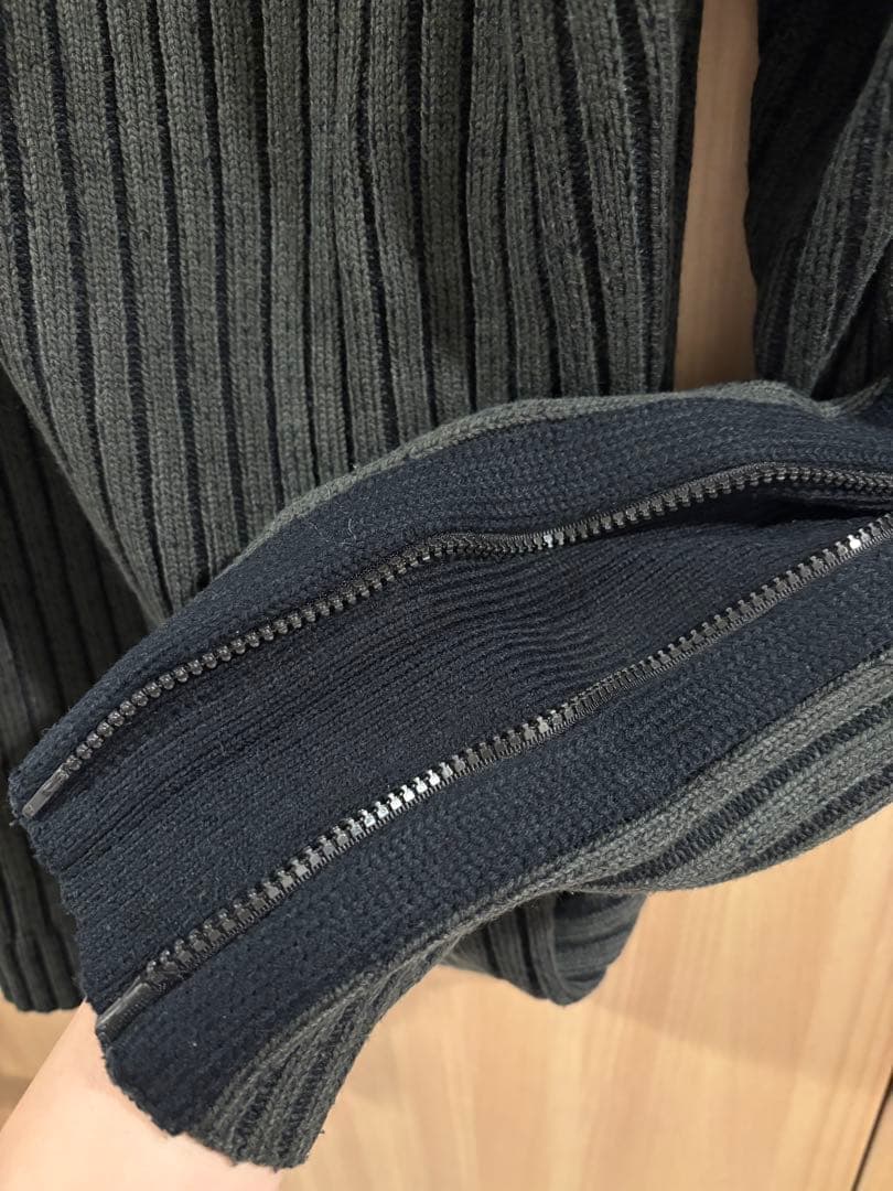 ロ*着様 古着 ジップデザインニット アクリル ツートーン