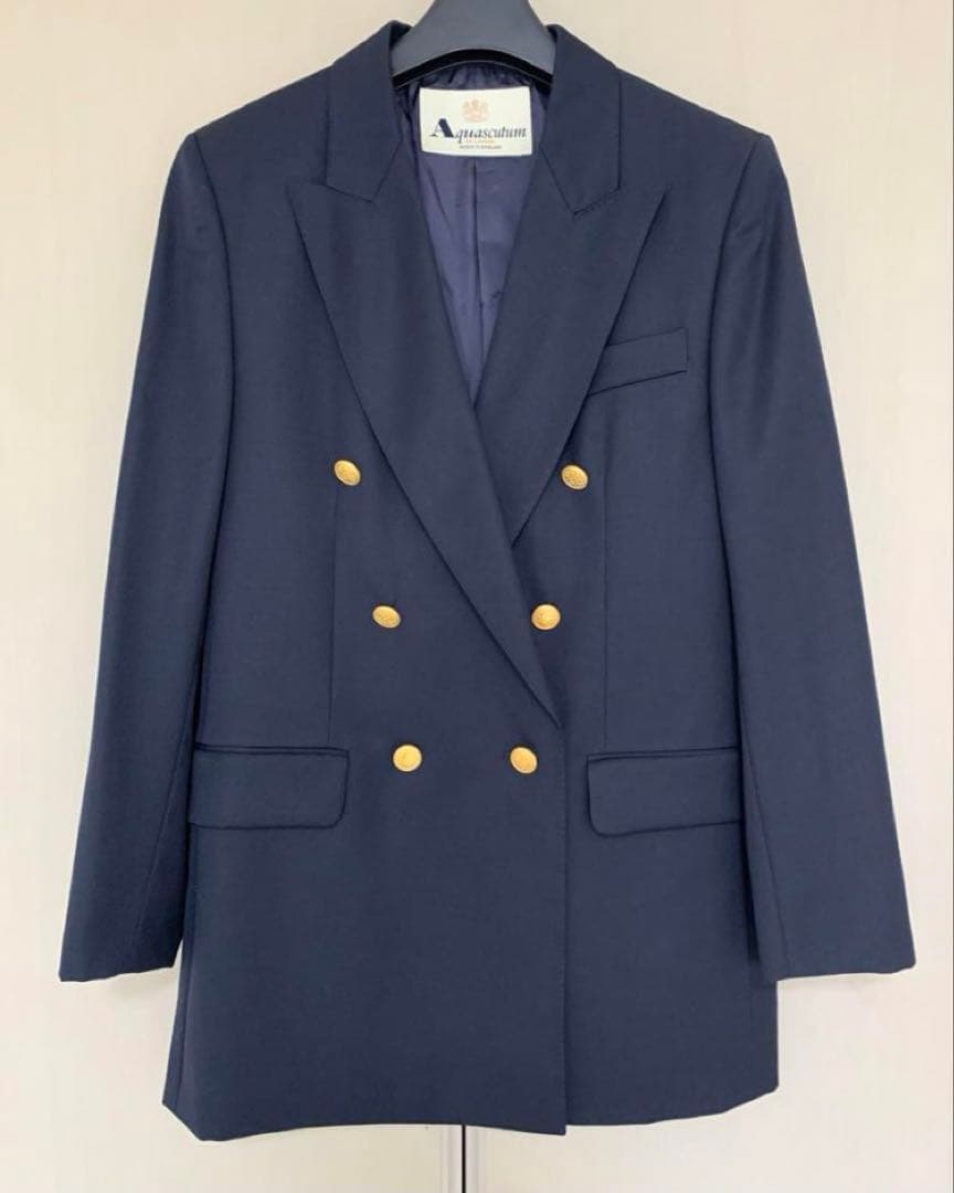 美品 Aquascutum アクアスキュータム 紺ブレ ブレザー イギリス製