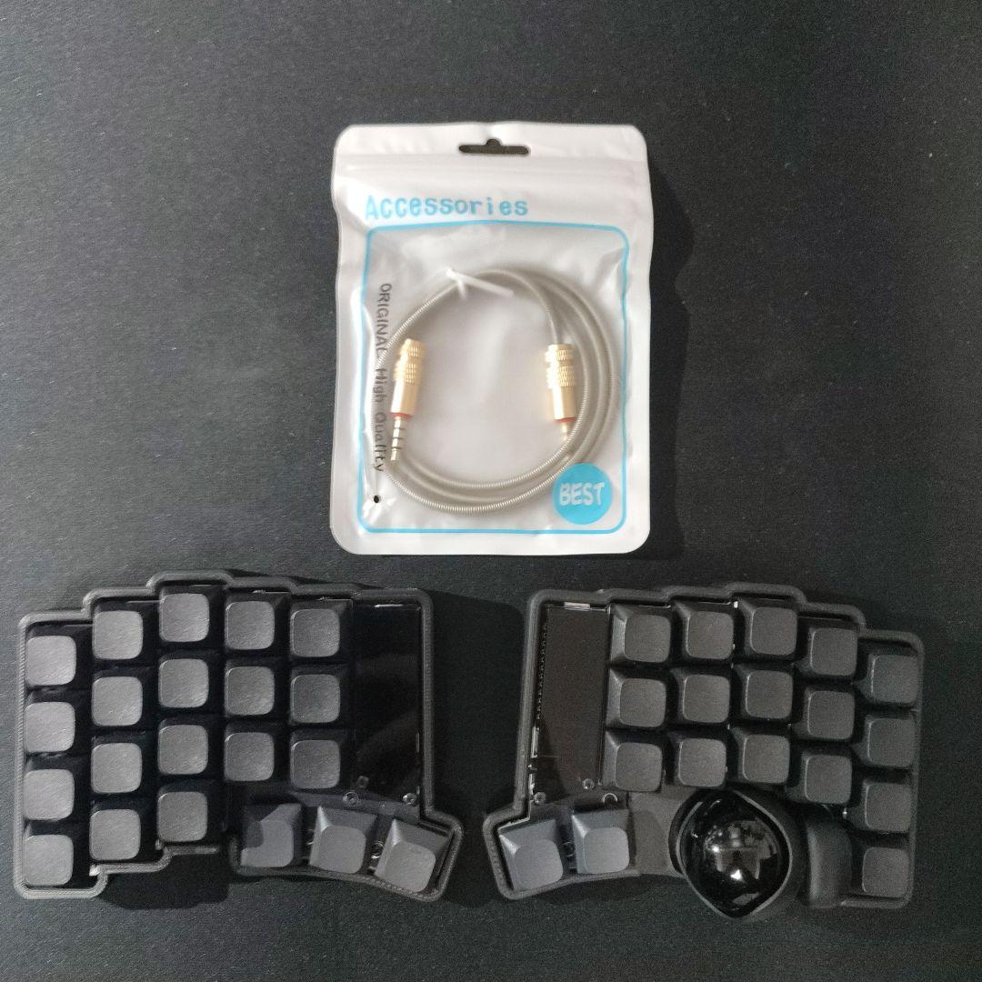 【新品未使用】keyball39 黒仕様　完成品　TRRSメタルケーブル