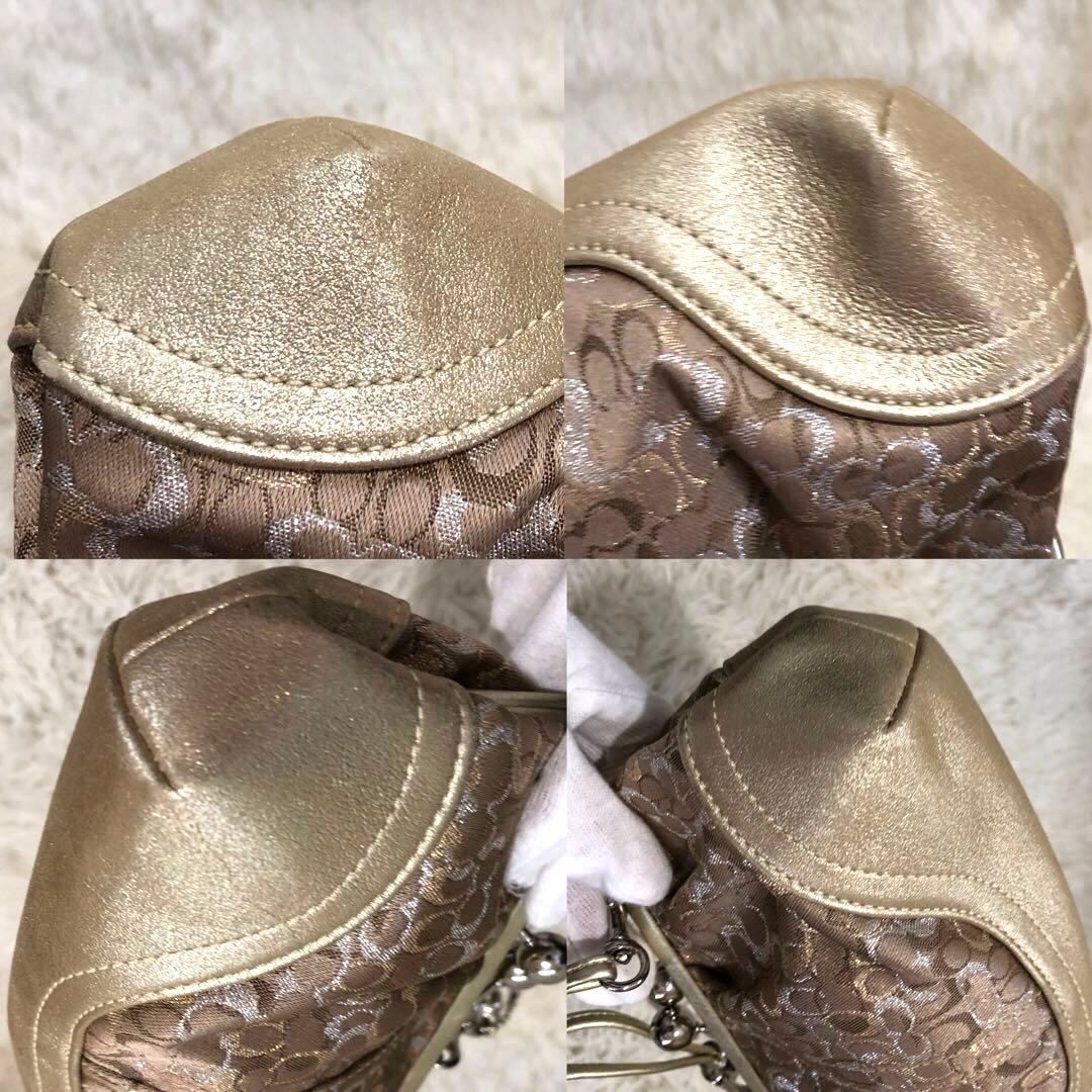 コーチ レザー ミニ ハンドバッグ シグネチャー キャンバス ガマ口