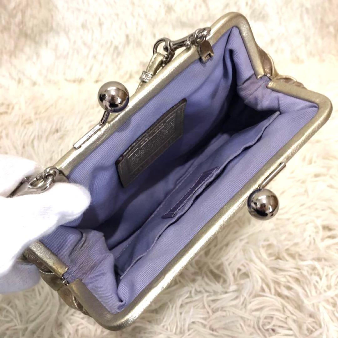 コーチ レザー ミニ ハンドバッグ シグネチャー キャンバス ガマ口