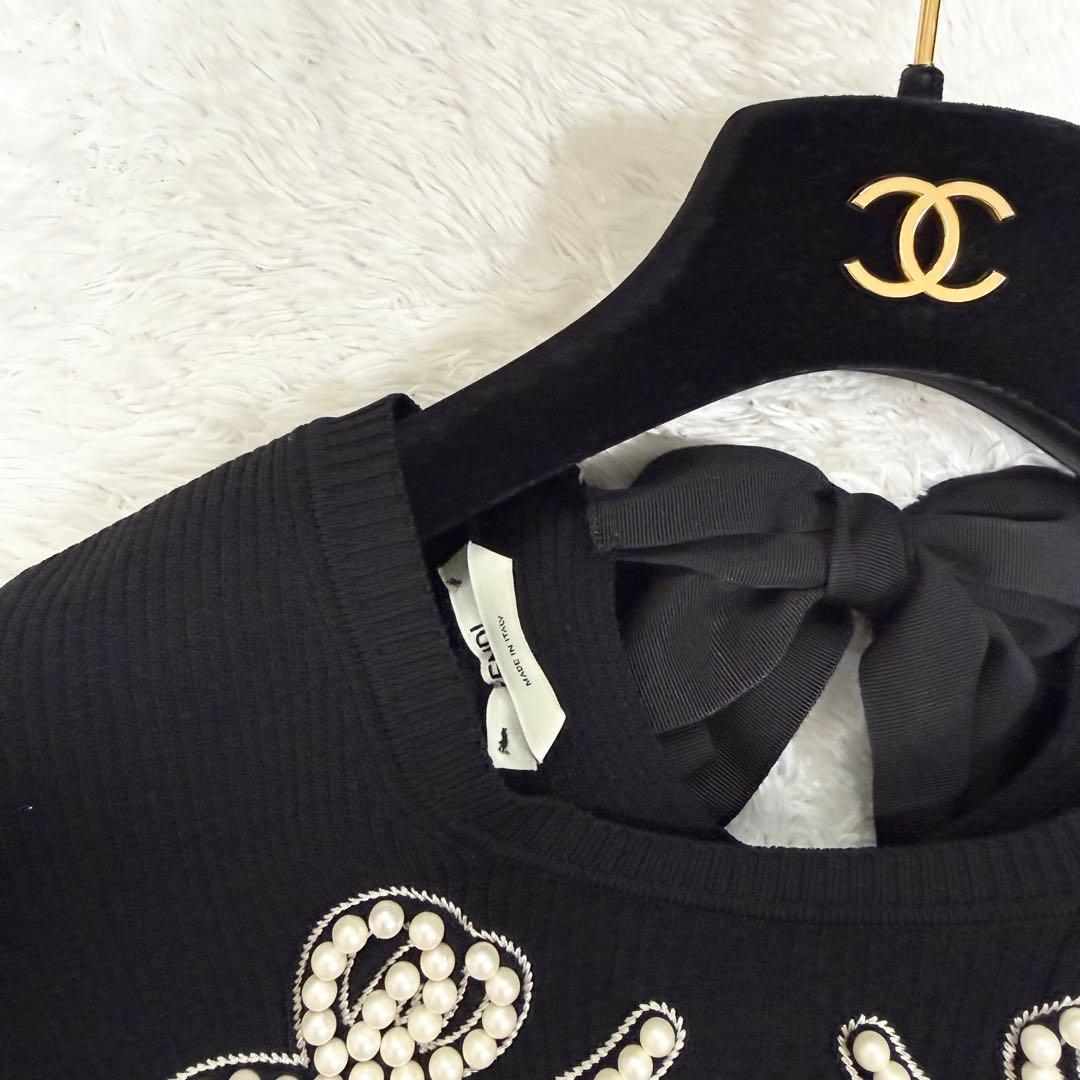 【極美品✨】フェンディ　ワンピース　現行タグ　ニット　パール　リボン　38