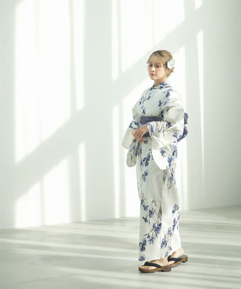 【ディータ】Dita【京の水墨画水仙】浴衣 帯 下駄セット 青 ブルー 花火大会