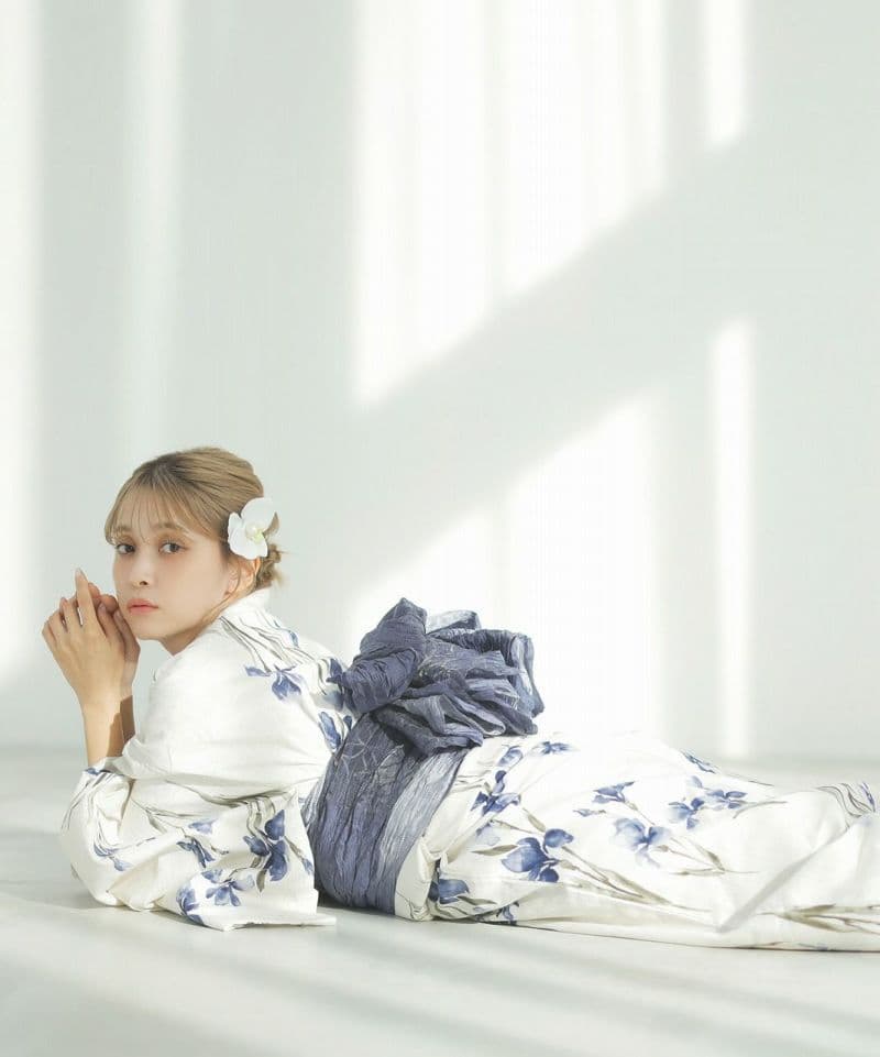 【ディータ】Dita【京の水墨画水仙】浴衣 帯 下駄セット 青 ブルー 花火大会