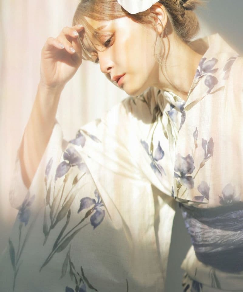 【ディータ】Dita【京の水墨画水仙】浴衣 帯 下駄セット 青 ブルー 花火大会