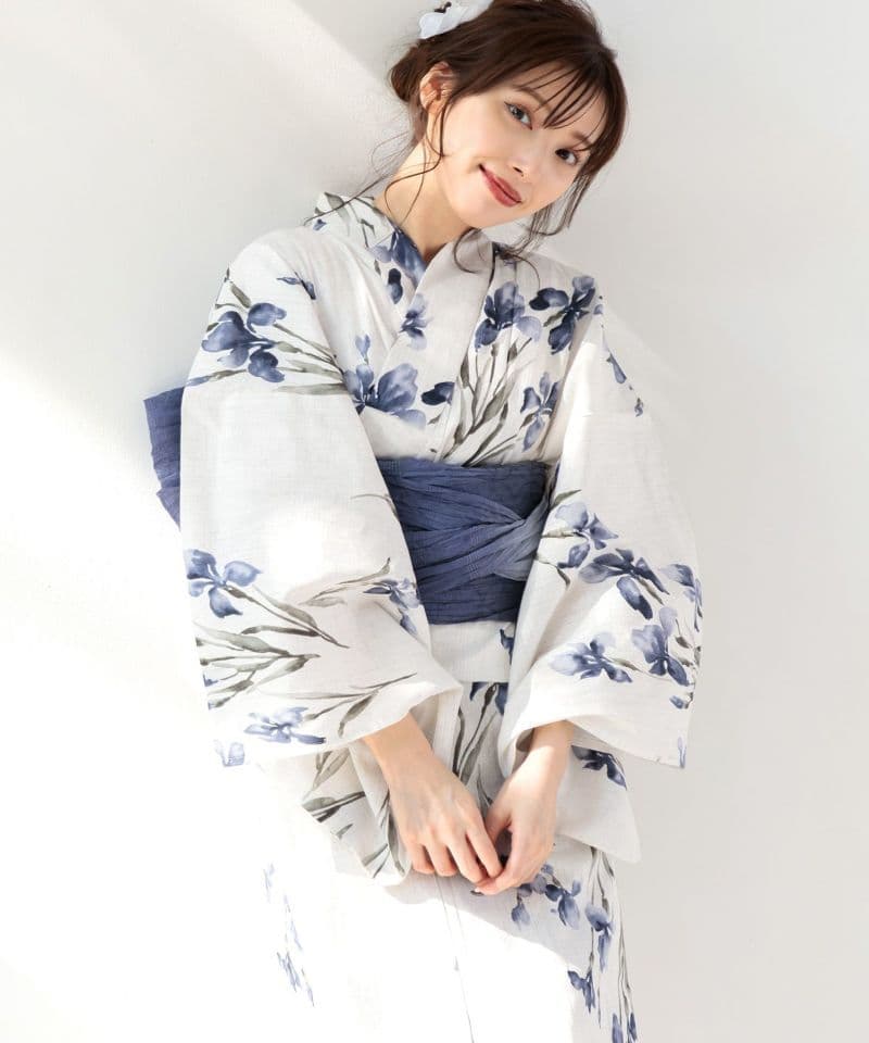 【ディータ】Dita【京の水墨画水仙】浴衣 帯 下駄セット 青 ブルー 花火大会