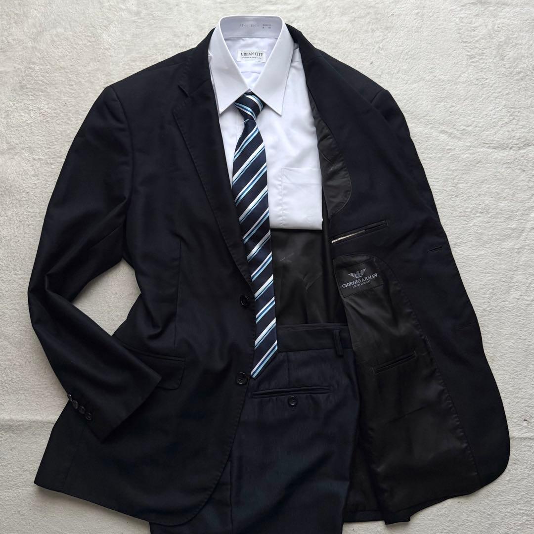 未使用級 ジョルジオアルマーニ スーツ セットアップ ネイビー シャドーロゴ