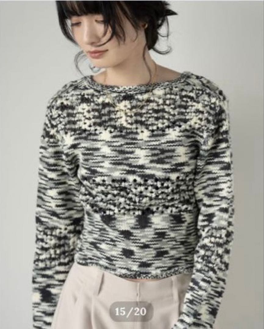 美品 quui marble knit cardigan ブラック キューイ