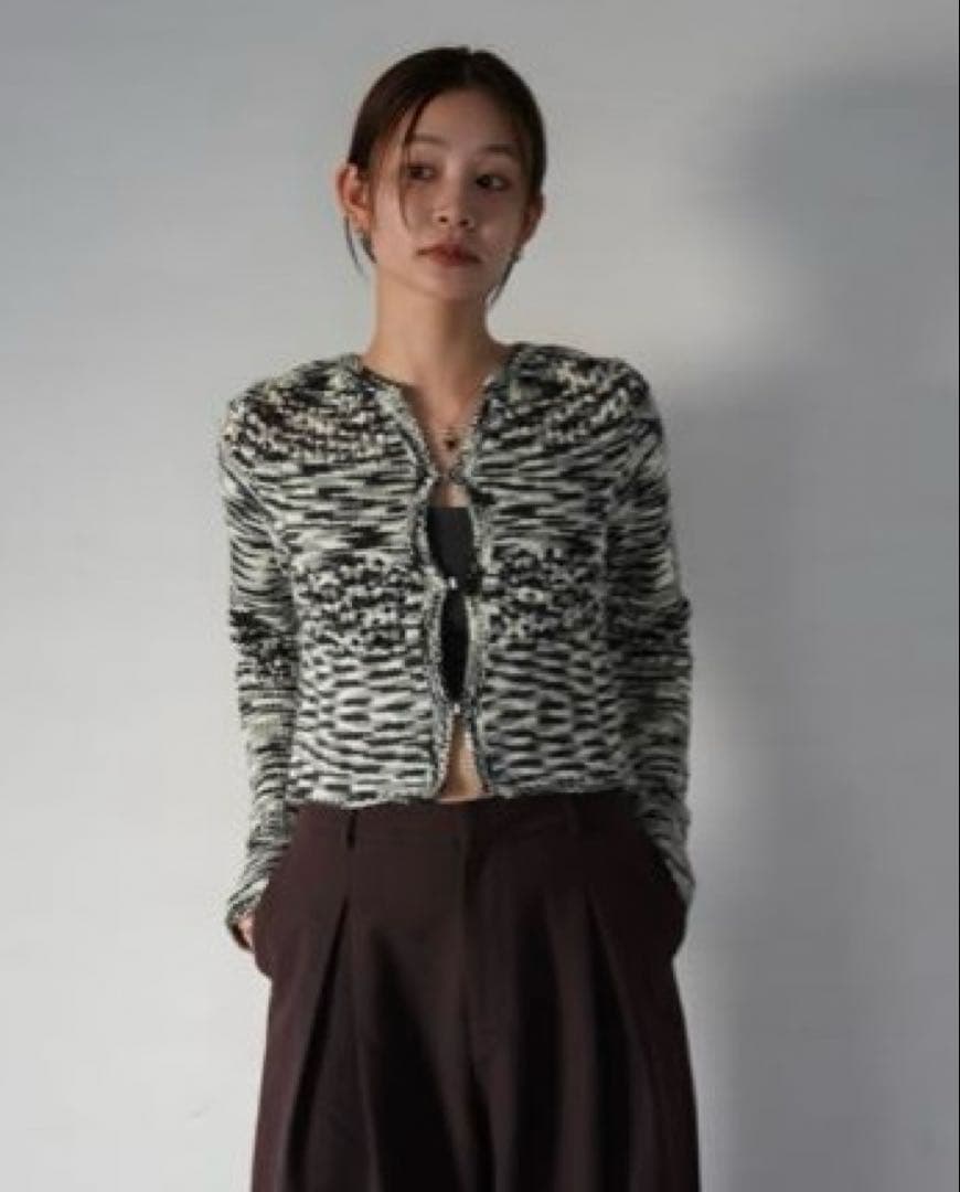 美品 quui marble knit cardigan ブラック キューイ