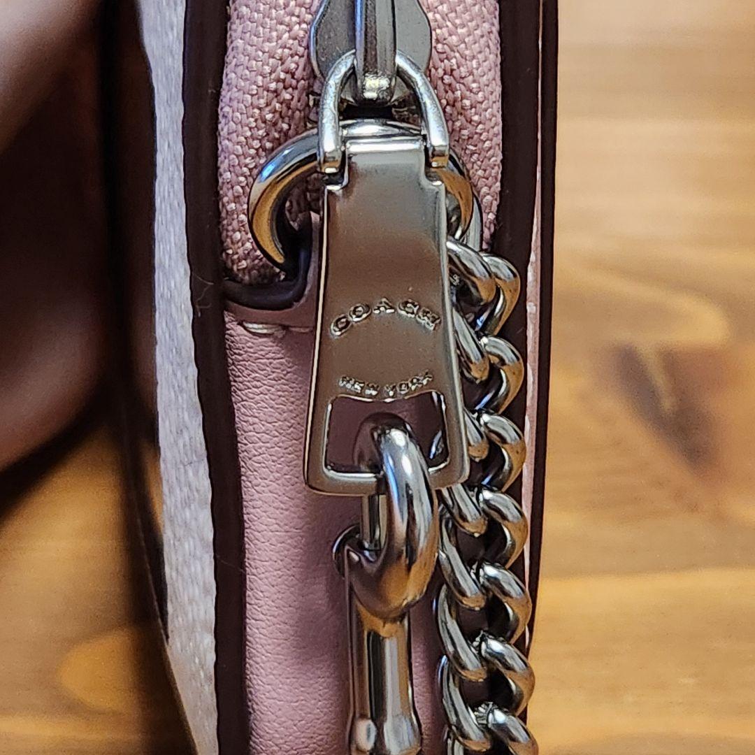 美品 COACH コーチ 財布 カードケース ケース ピンク チェーン