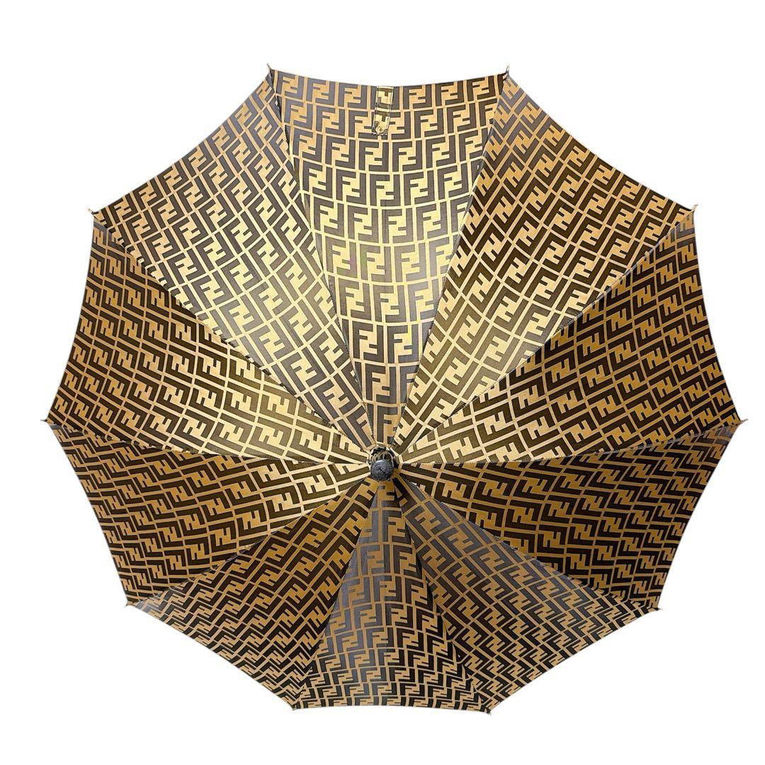 FENDI フェンディ ズッカ 傘　レア 総柄 ロゴ モノグラム 茶 ベージュ