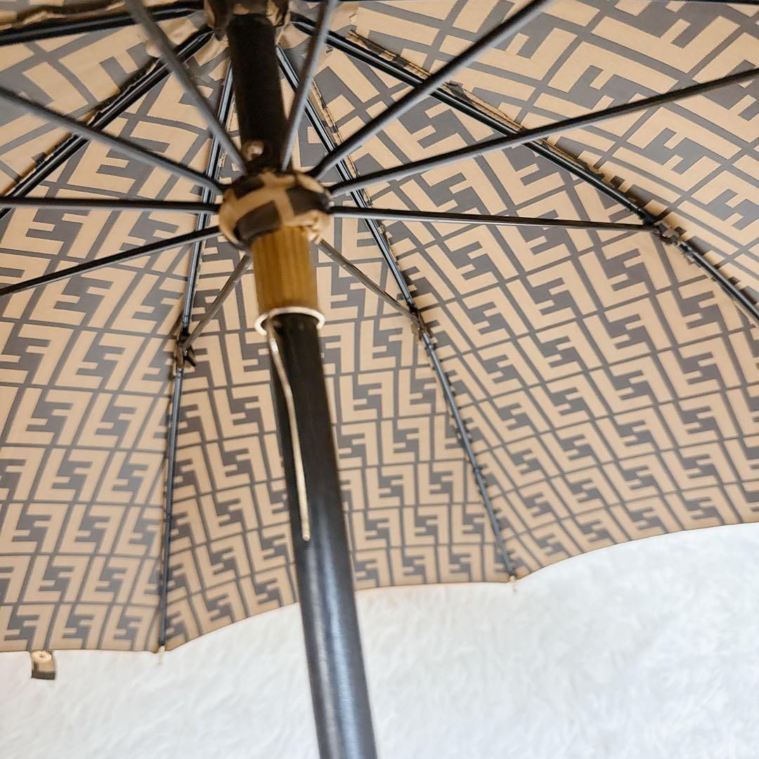 FENDI フェンディ ズッカ 傘　レア 総柄 ロゴ モノグラム 茶 ベージュ