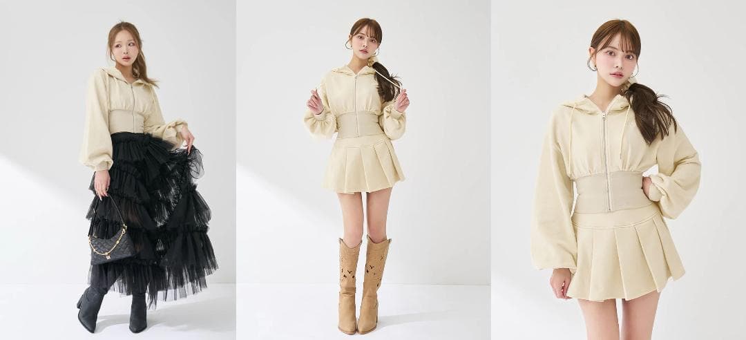 ダーリッチ darich カラーラメスウェットプリーツミニスカート グレー FL