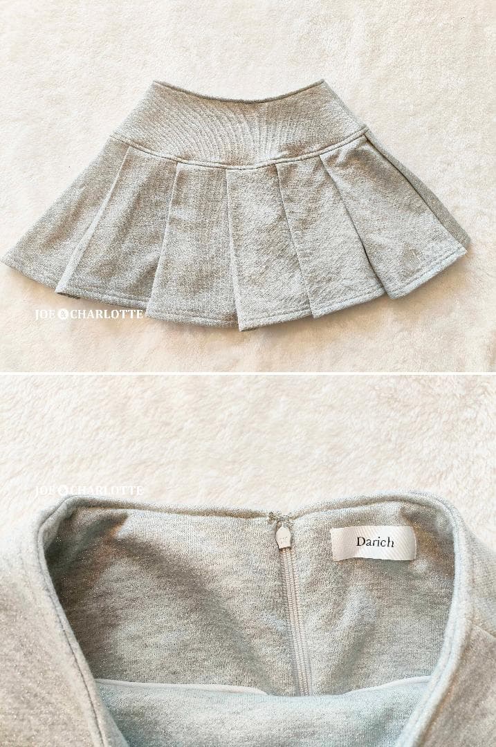 ダーリッチ darich カラーラメスウェットプリーツミニスカート グレー FL