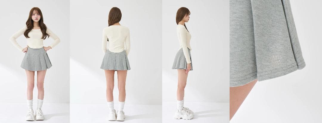 ダーリッチ darich カラーラメスウェットプリーツミニスカート グレー FL