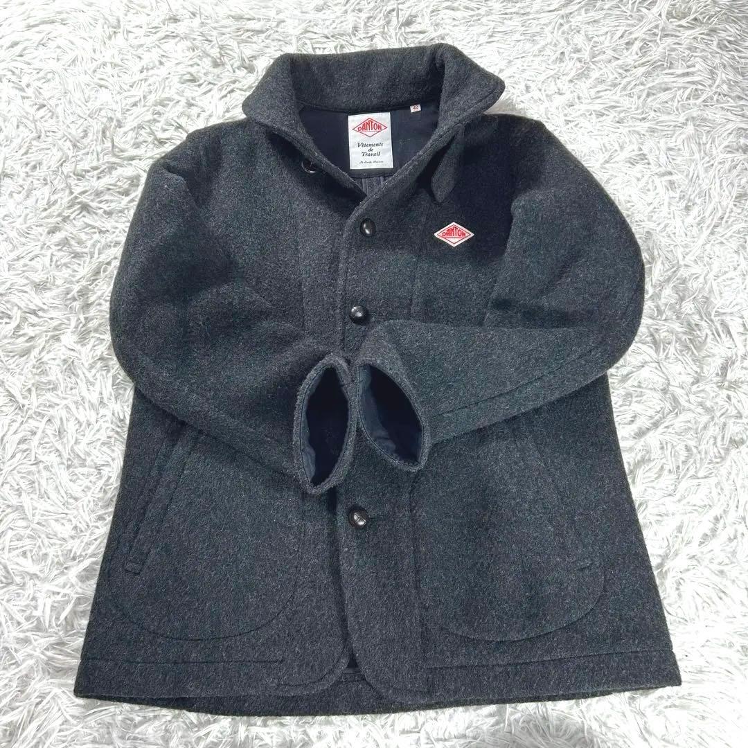 極美品 ダントン XL ウールモッサコート 丸襟 グレー 希少サイズ　42