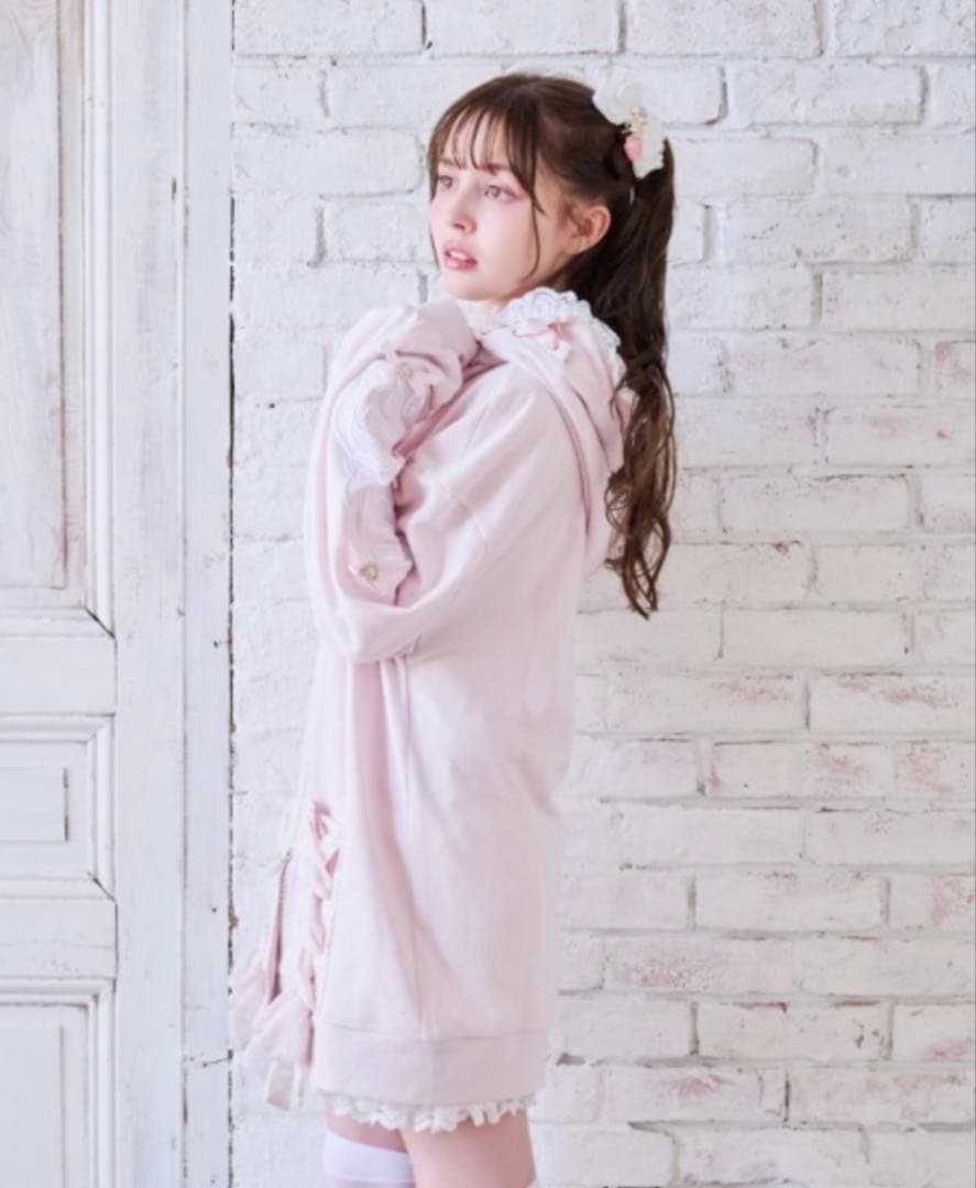 リズリサ　LIZ LISA リボンフリルパーカーピンク