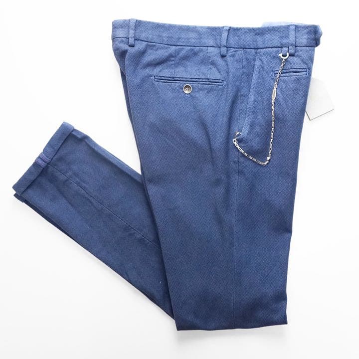 交渉済新品SANTANIELLOサンタニエッロロゴチェーン伊ネイビーパンツ46