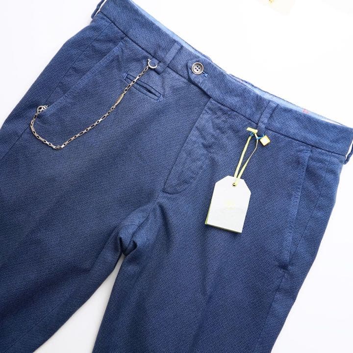 交渉済新品SANTANIELLOサンタニエッロロゴチェーン伊ネイビーパンツ46