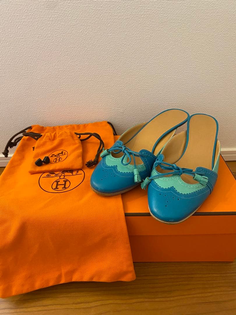 エルメス　ミュール　ターコイズ　サイズ37