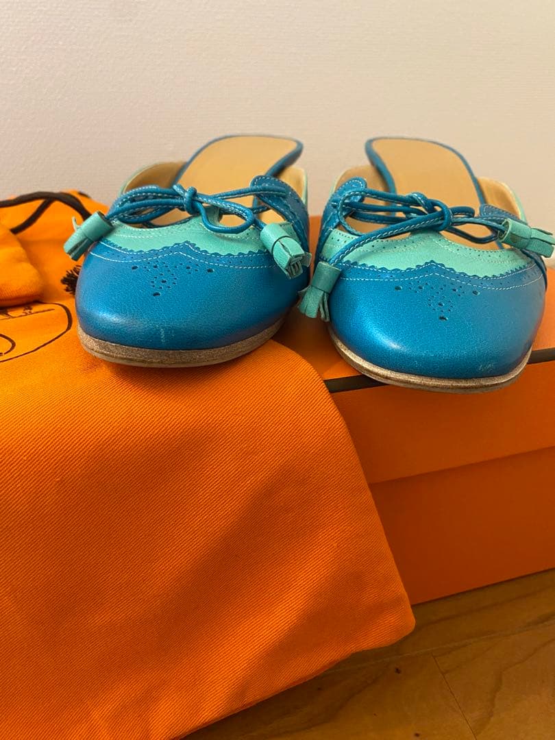 エルメス　ミュール　ターコイズ　サイズ37