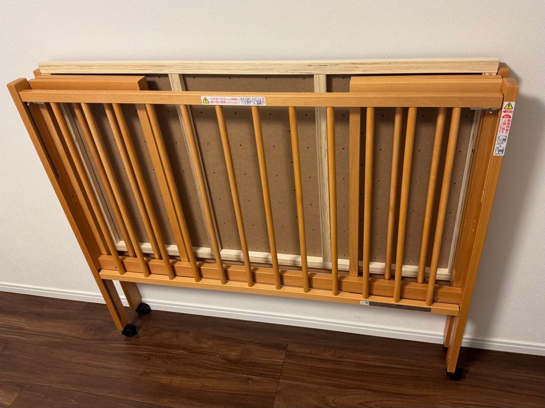 ベビーベッド　石崎家具「ワンタッチハイベッド　クール」　マットレス付