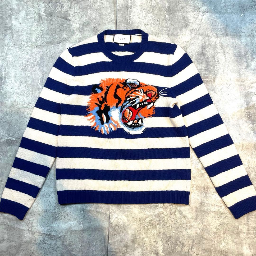 GUCCI グッチ タイガー ニット セーター ボーダー ウール ユニセックス