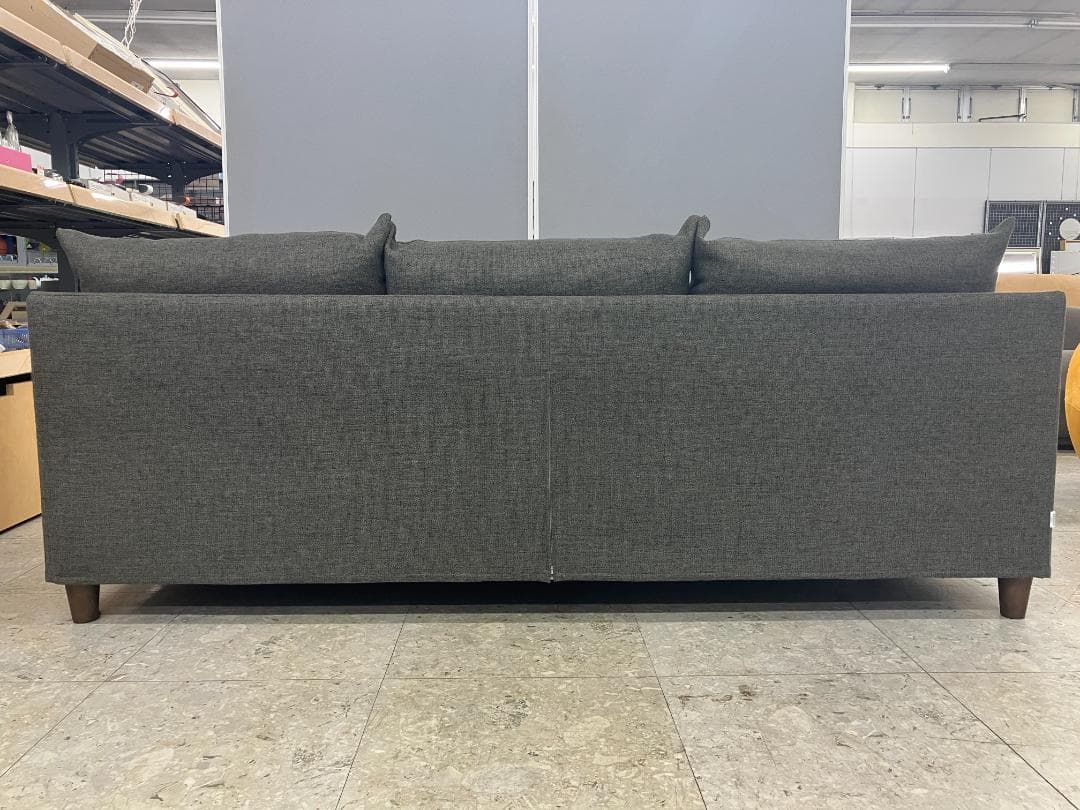 KEYUCA 3人掛けソファ オットマン付き グレー