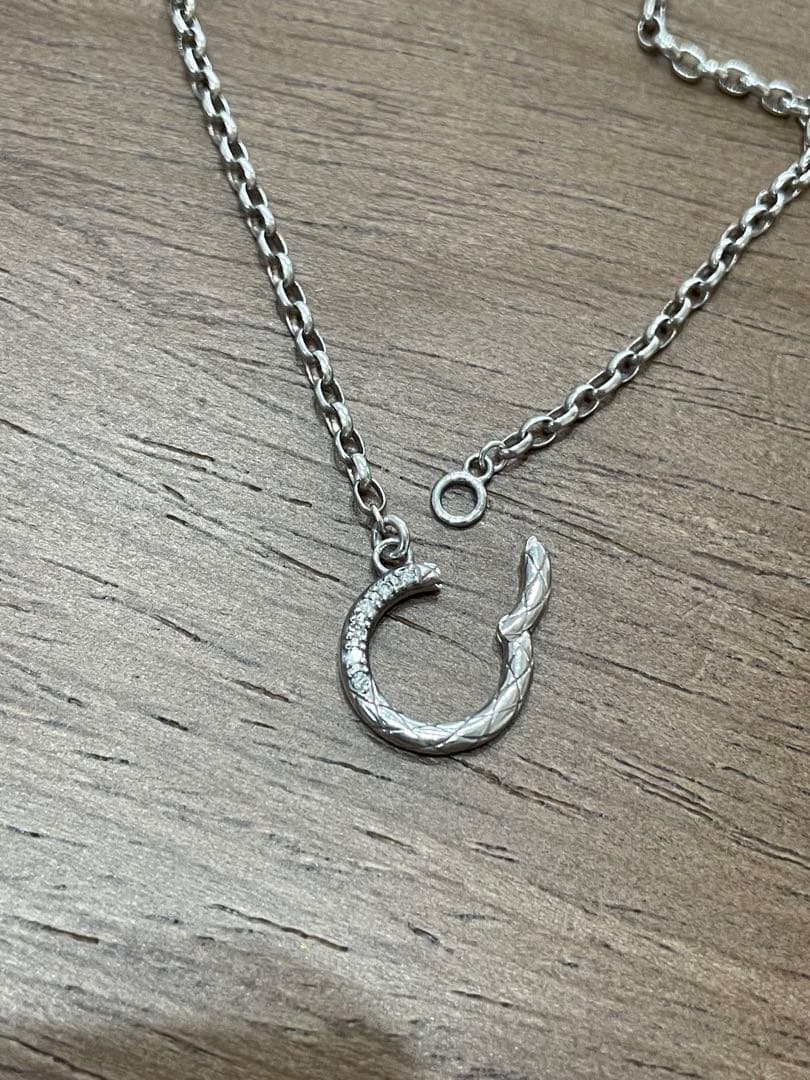 アガット　シルバー ダイヤモンドネックレス（45センチ）