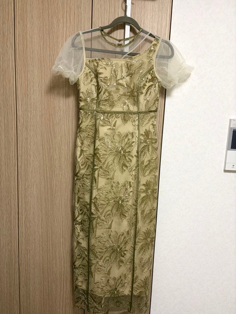 Leja アシンメトリーパーティードレス M ライトグリーン