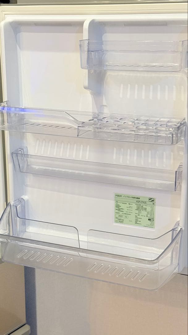 AQUA AQR-27K（S）冷蔵庫　アクア　シルバー 右開き 272L