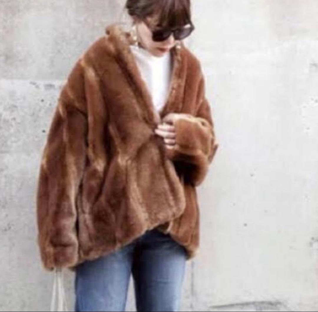 6 ROKU フェイクミンクファーコート