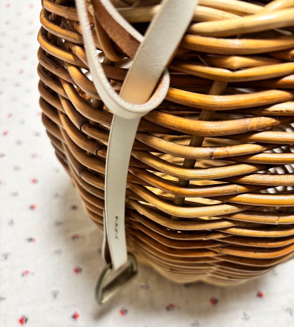 wood handle basket スエードカバー かごバッグ